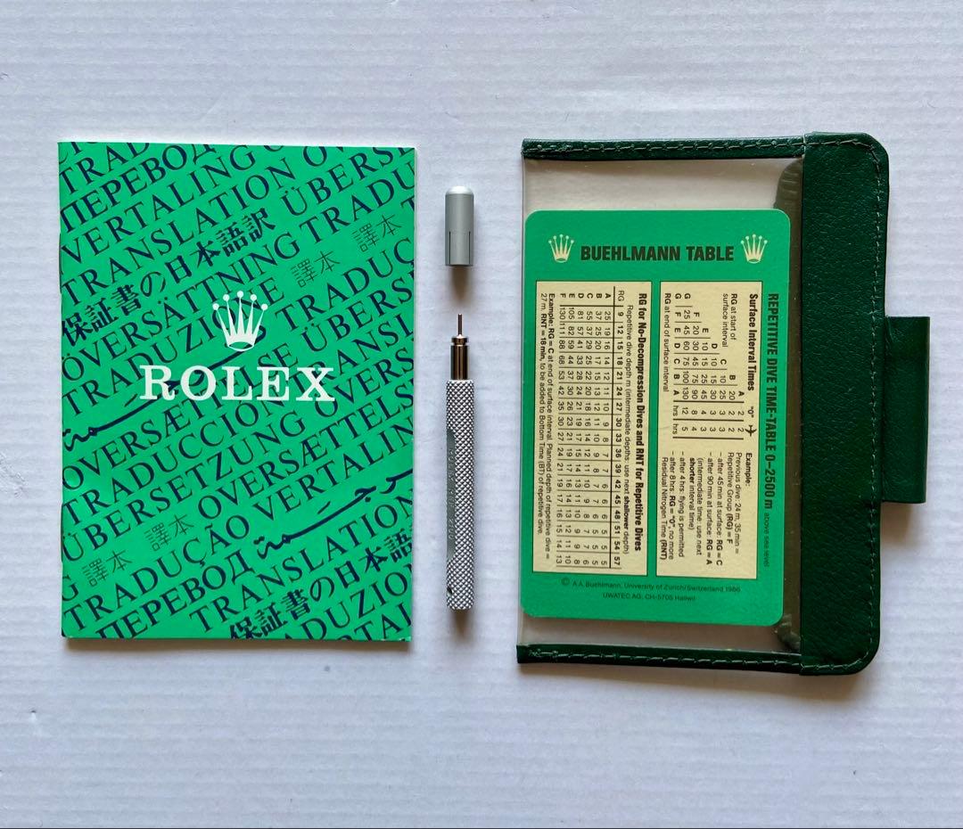 ROLEX グリーンレザー手帳型ケース・ダイバーズ備品