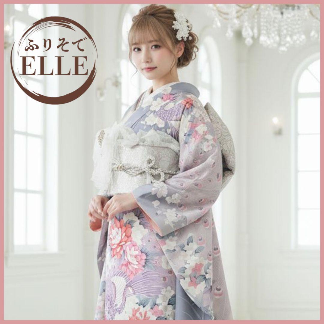 振袖フルセット(9点)・成人式・くすみ・グレー・ピンク・銀彩加工・胴裏正絹・逸品