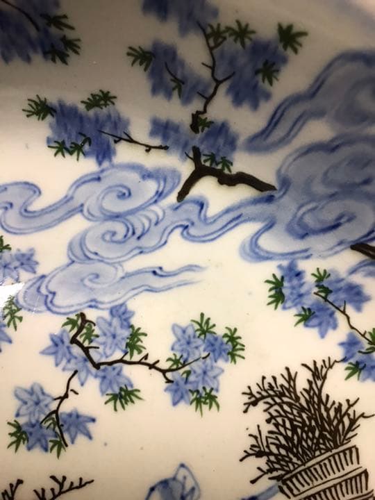 パリ購入古伊万里 大深皿　W28xH9cmアンティーク　骨董　シノワズリ  大鉢