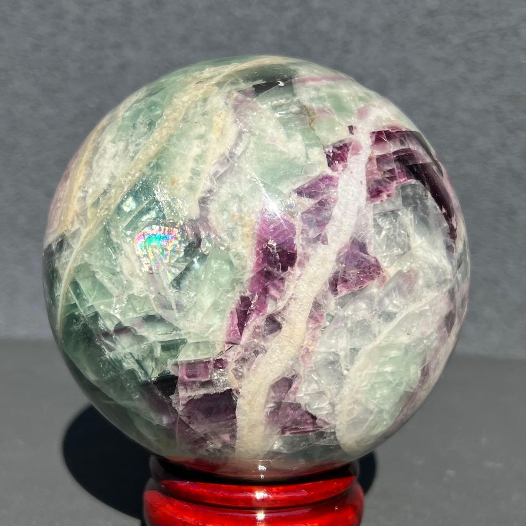 ✨魅惑の色彩✨神秘的な美麗スフィア✨マルチカラーフローライト 丸玉 天然石 原石