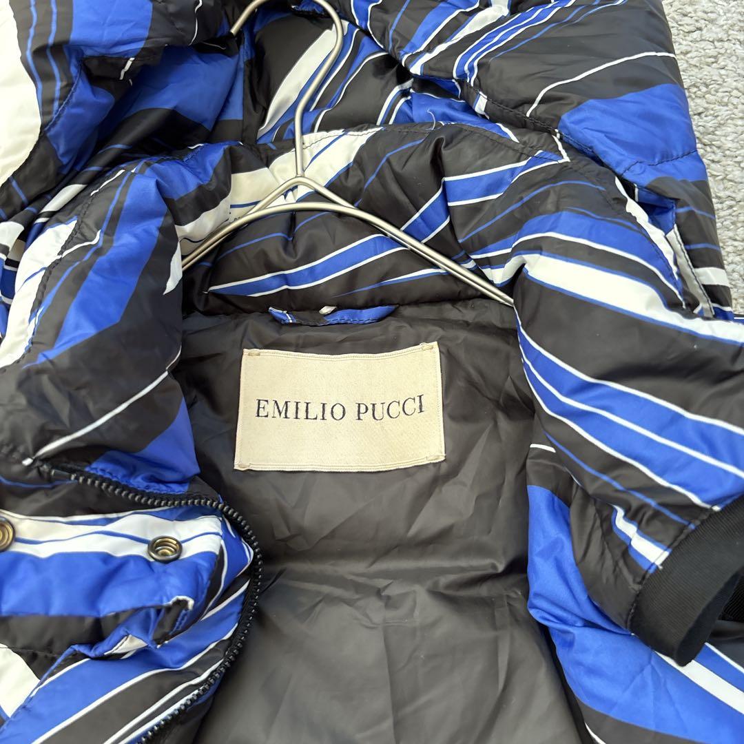 エミリオプッチ　ダウンベスト　プッチ柄　ブルー　フード取り外し　ダウン／フェザー