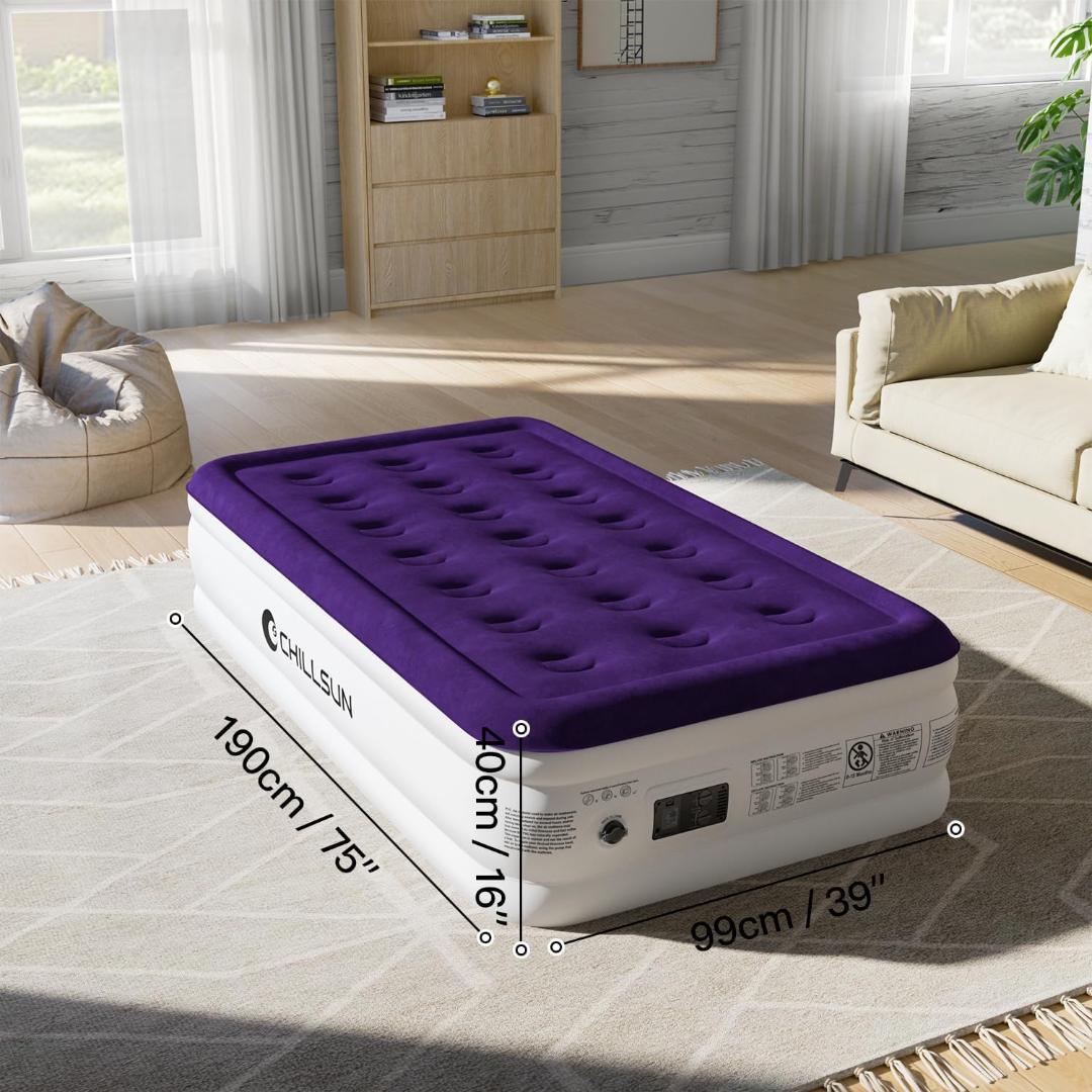 エアーベッド シングルサイズ 電動ポンプ内蔵 キャンプ マット 耐久性 高耐久