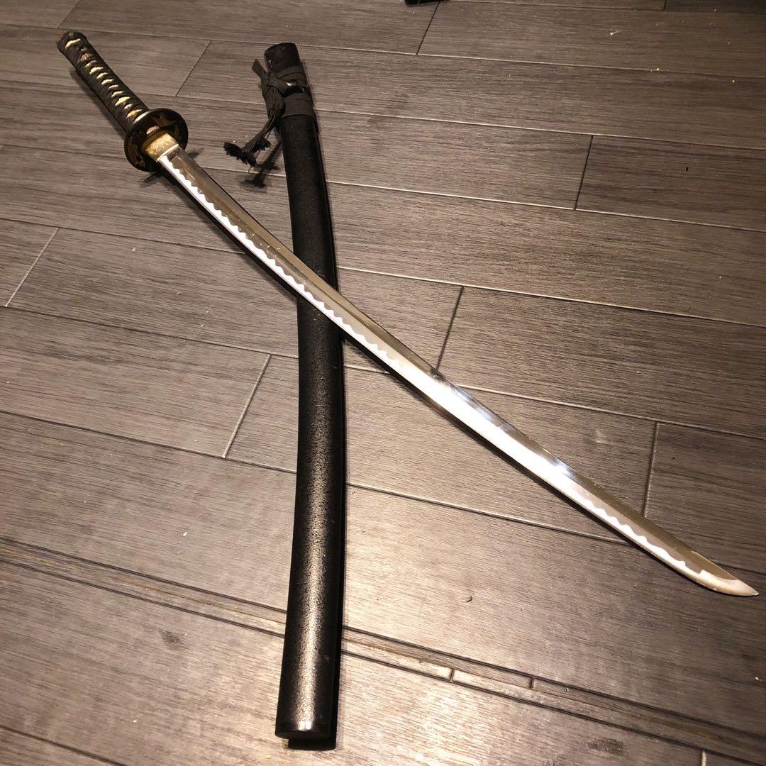 本格模造刀　黒拵え　居合刀　研波刃　合金　本格模擬刀
