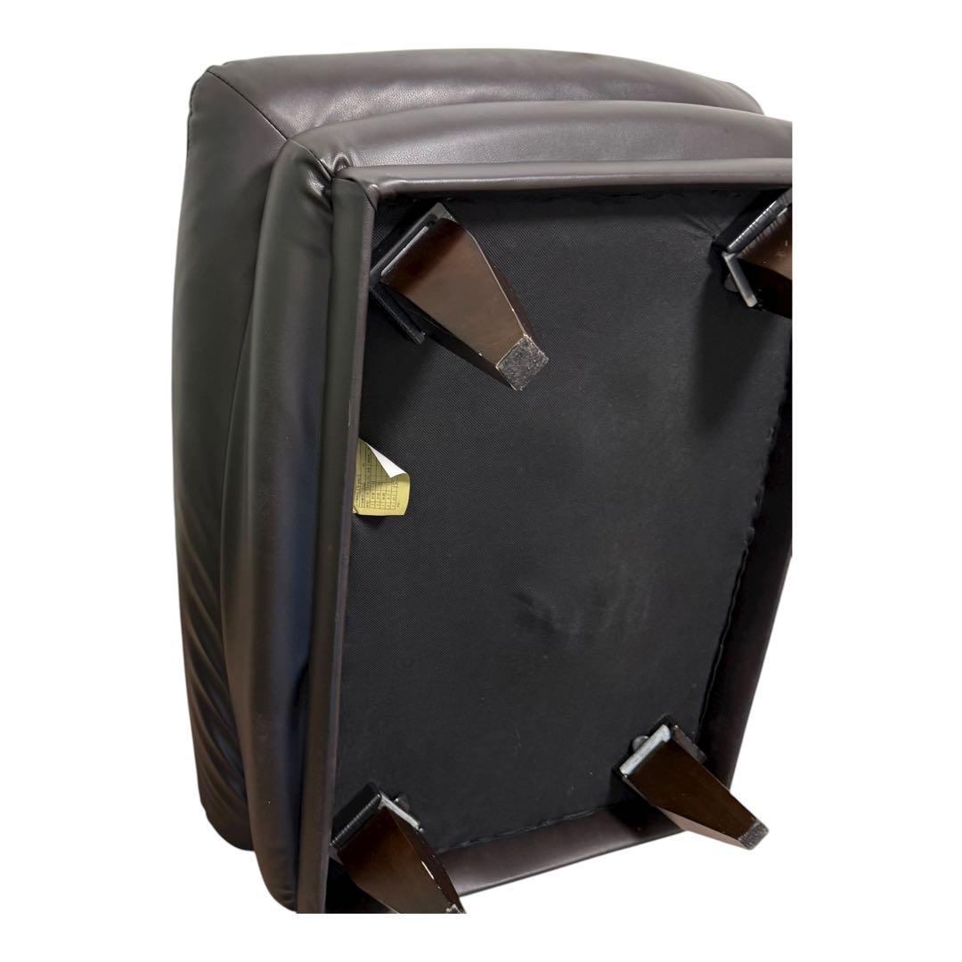 【関家具】レザーオットマン スツール 焦げ茶 合皮 モダンデザイン