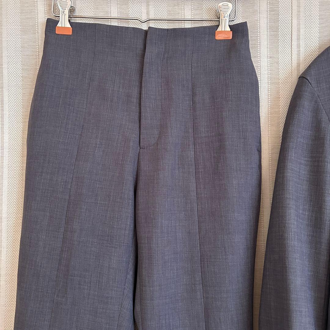 美品！Mila Owenグレー　VネックノーカラーストレッチパンツスーツS