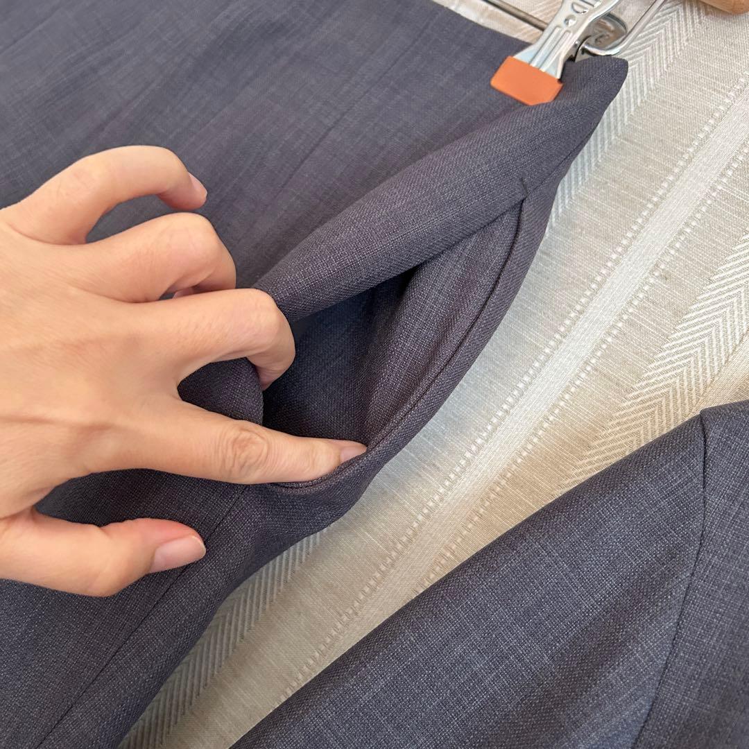 美品！Mila Owenグレー　VネックノーカラーストレッチパンツスーツS