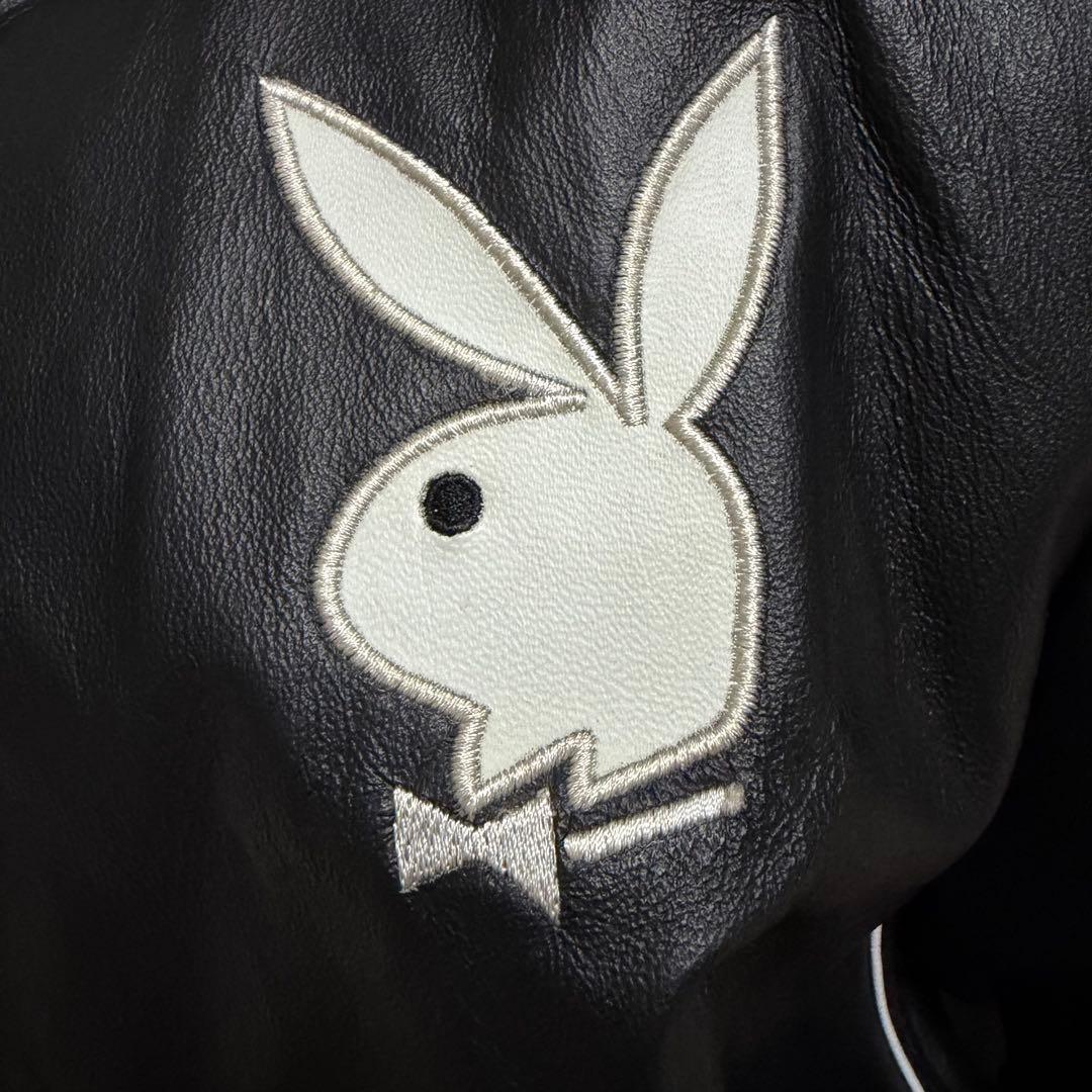 【極美品】プレイボーイ　ライダースジャケット　レザー　ラビットレッド　黒色　M