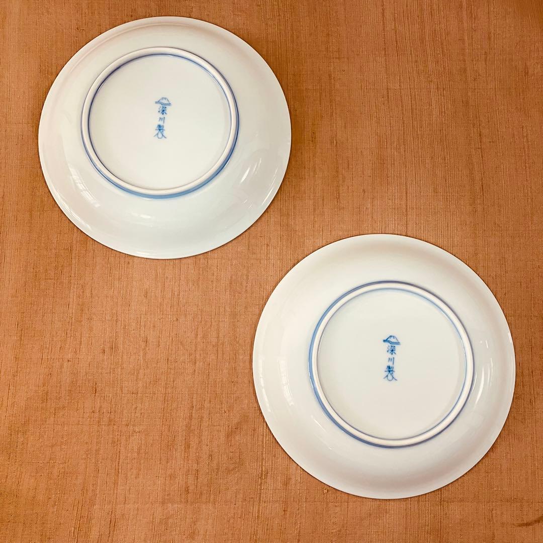 深川製磁　古代バラ　２枚　皿　有田焼　ハンドペイント　古代薔薇