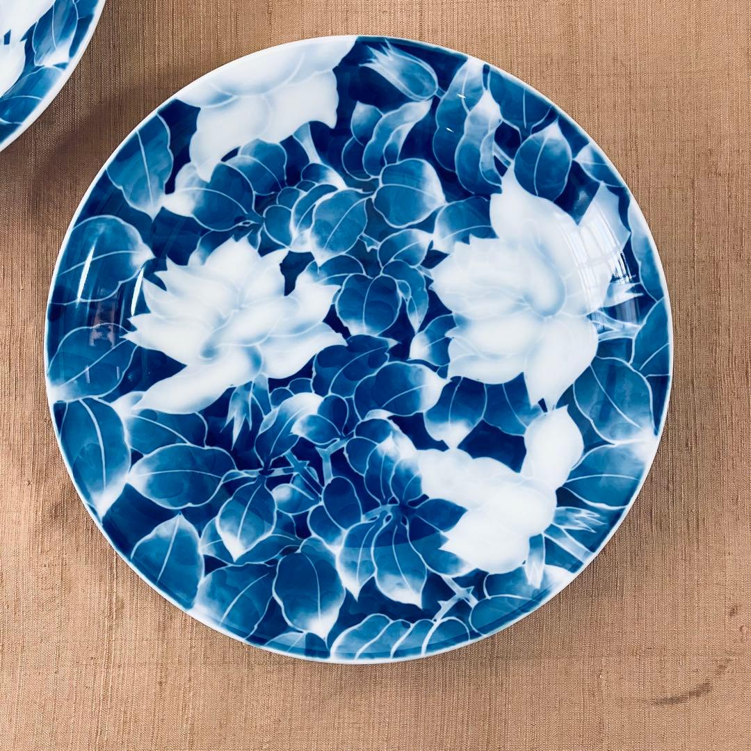 深川製磁　古代バラ　２枚　皿　有田焼　ハンドペイント　古代薔薇