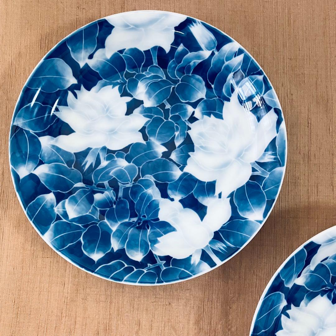 深川製磁　古代バラ　２枚　皿　有田焼　ハンドペイント　古代薔薇