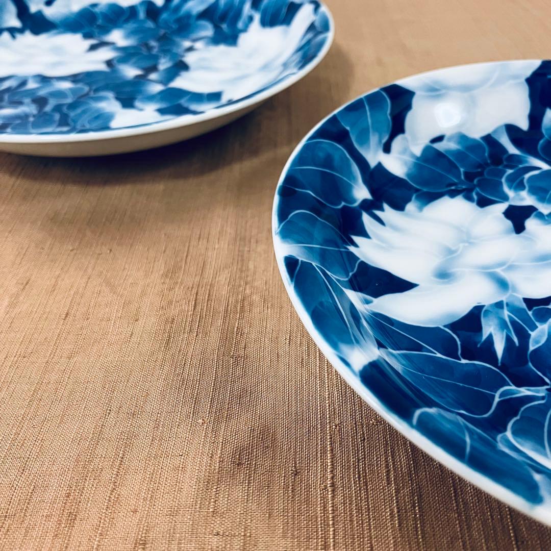 深川製磁　古代バラ　２枚　皿　有田焼　ハンドペイント　古代薔薇