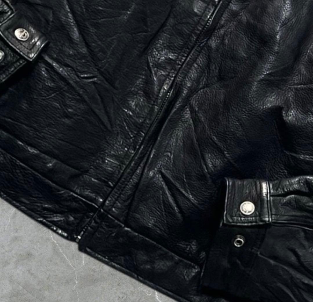 WILSONS本革ハーレーカスタム刺繍イーグルワッペンレザージャケットL古着