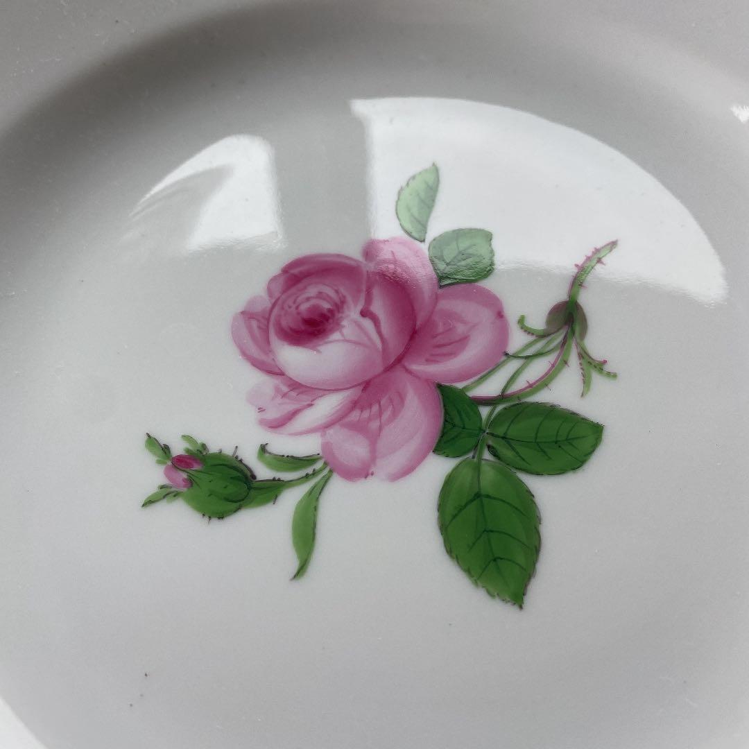 マイセン　ひとつ花　デザートプレート　ピンクローズ　1枚