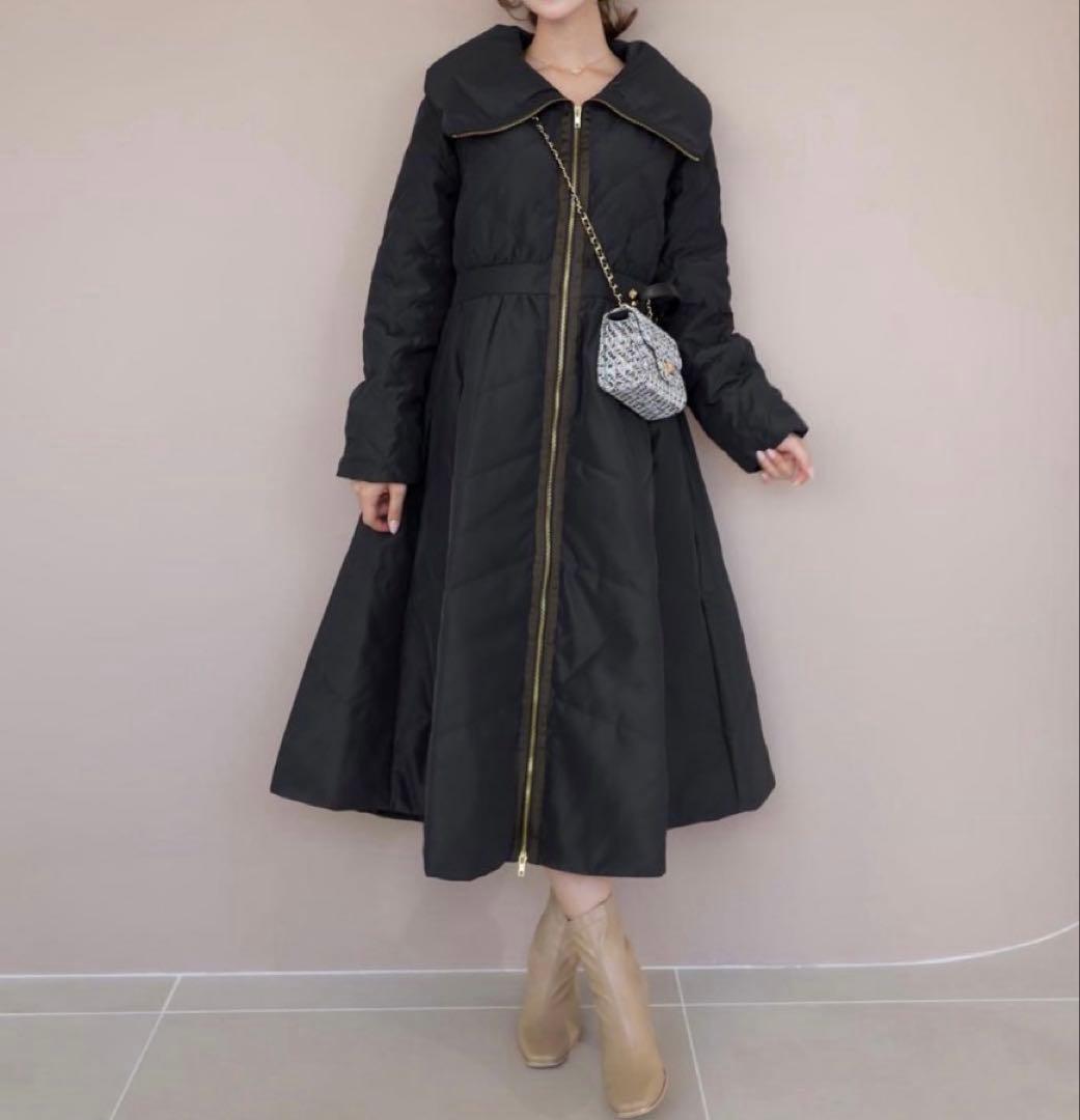 ビッグカラー フレア ダウン ドレスコート le reve vaniller