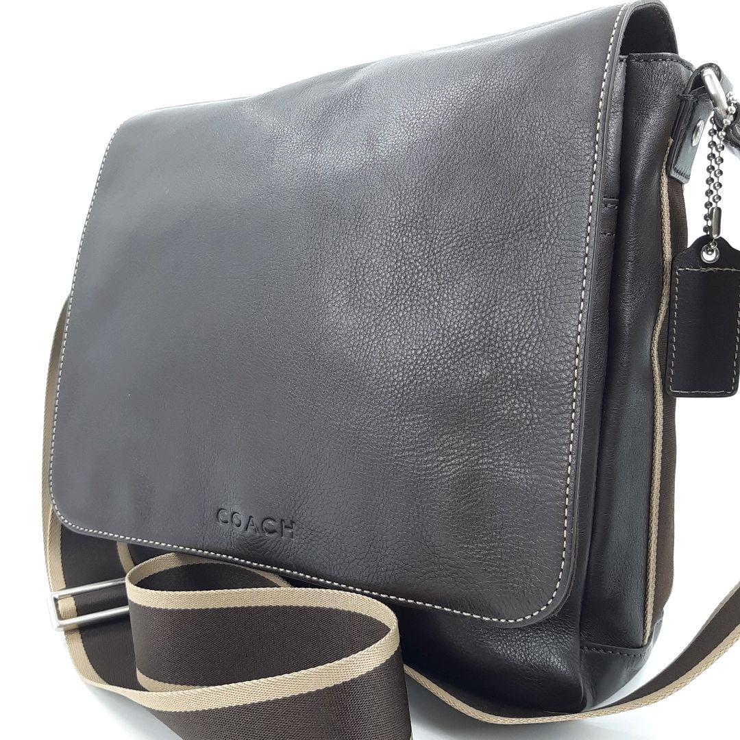 【美品】コーチ　ショルダーバッグ　メッセンジャーレザー　ブラウン　F70555