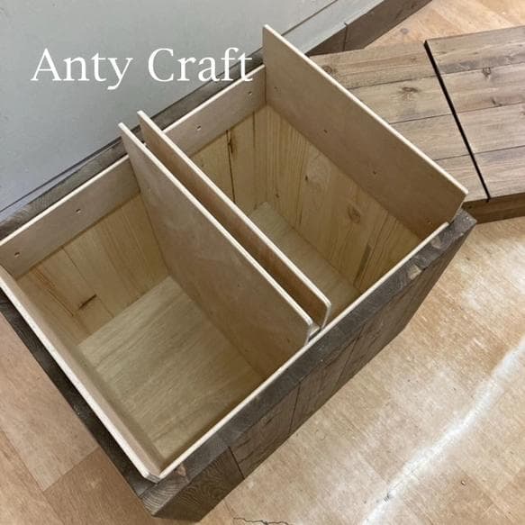 【引取可能】分別ゴミ箱20L×2袋対応 ハンドメイドアンティーク風ダストボックス