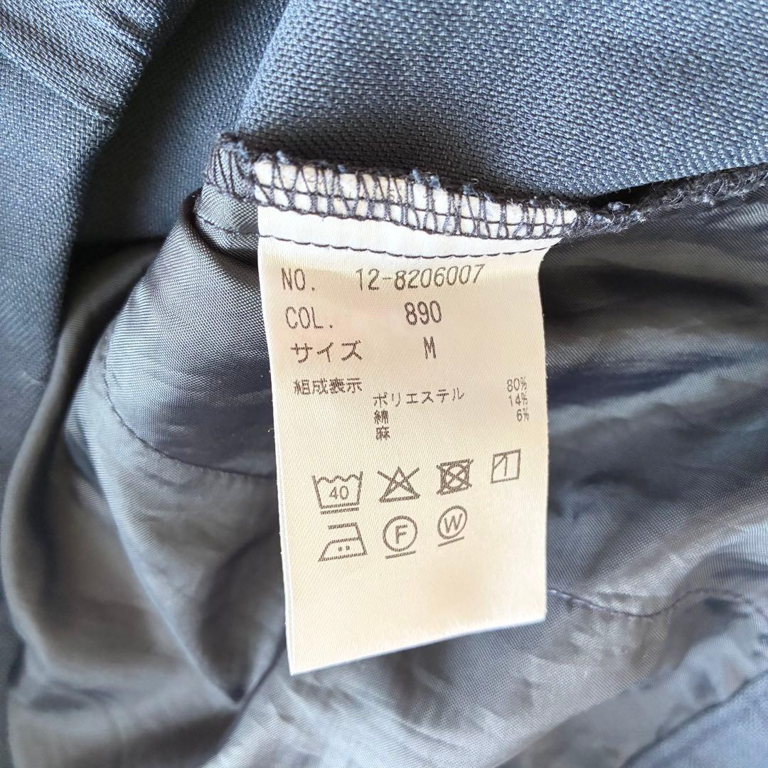 PLST リネンブレンドカラーレスジャケット セットアップ 麻混 ネイビー Ｍ