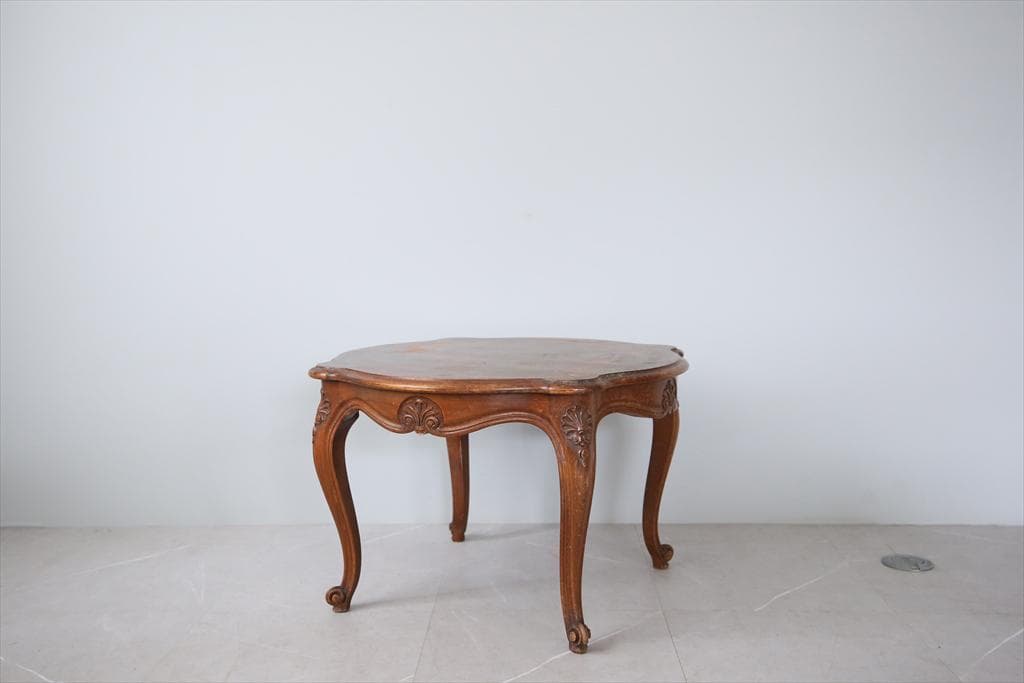 フランスアンティーク木製コーヒーテーブル/センターテーブル机/飾り棚(88-45