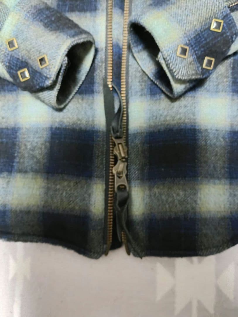 SKULL FLIGHT チェック柄ボアジャケット M