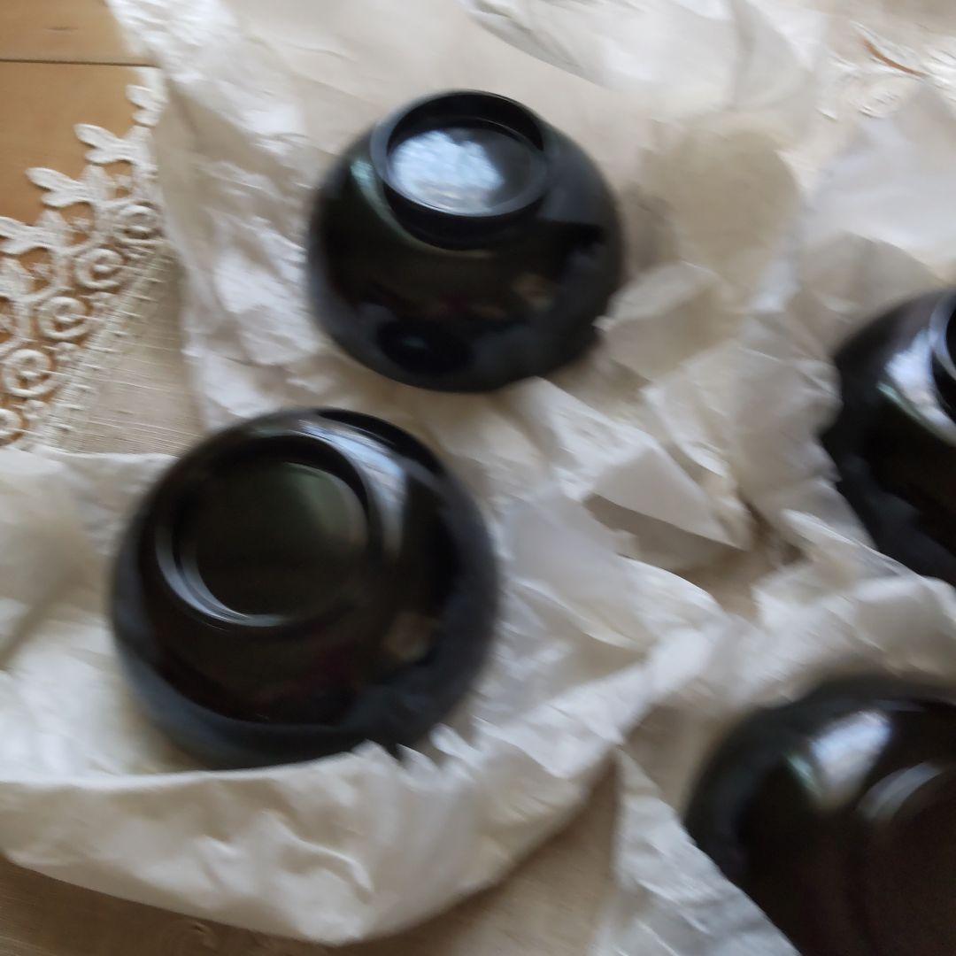 浄法寺塗　うるみ工芸　黒い漆器の器　蓋付き　4セット　伝統工芸　新品未使用