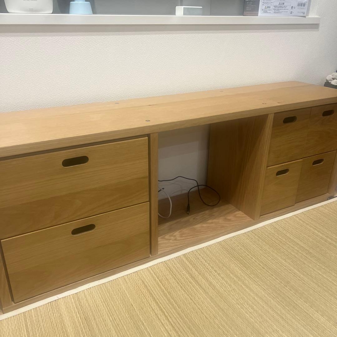 無印良品・中古・完成品 スタッキングシェルフ・3段・オーク材