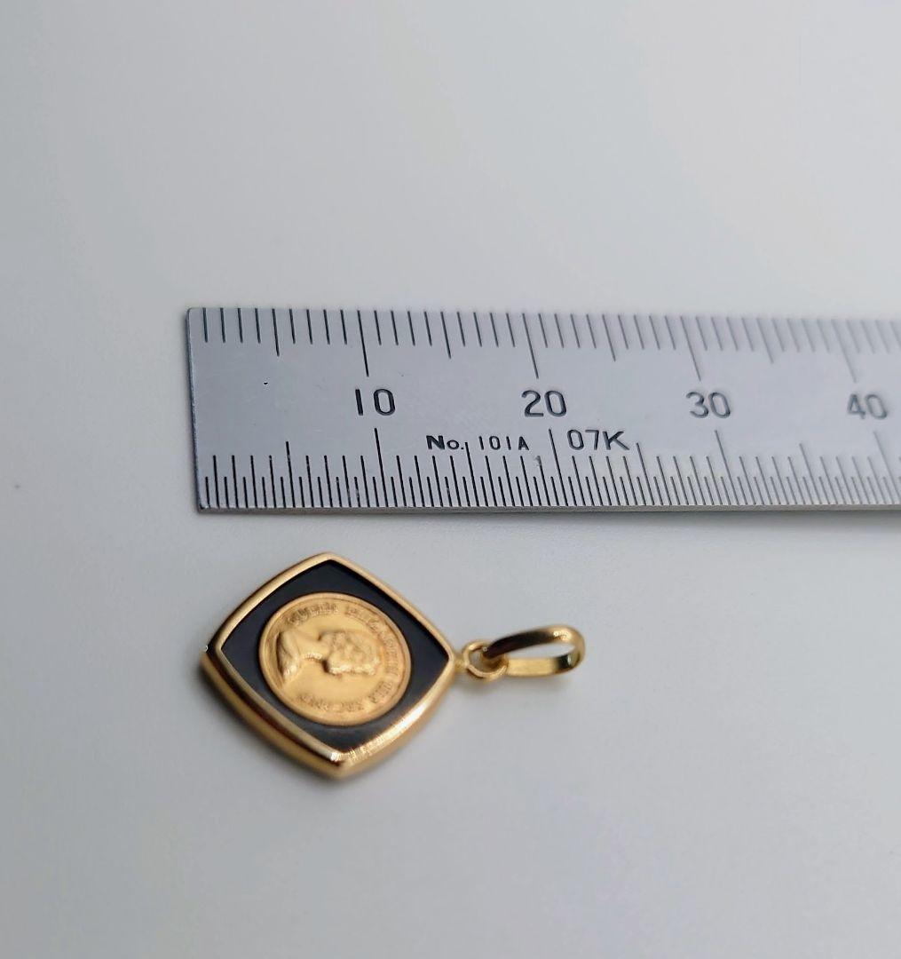 k18ネックレストップ　オニキス　エリザベス二世　k18ペンダントトップ