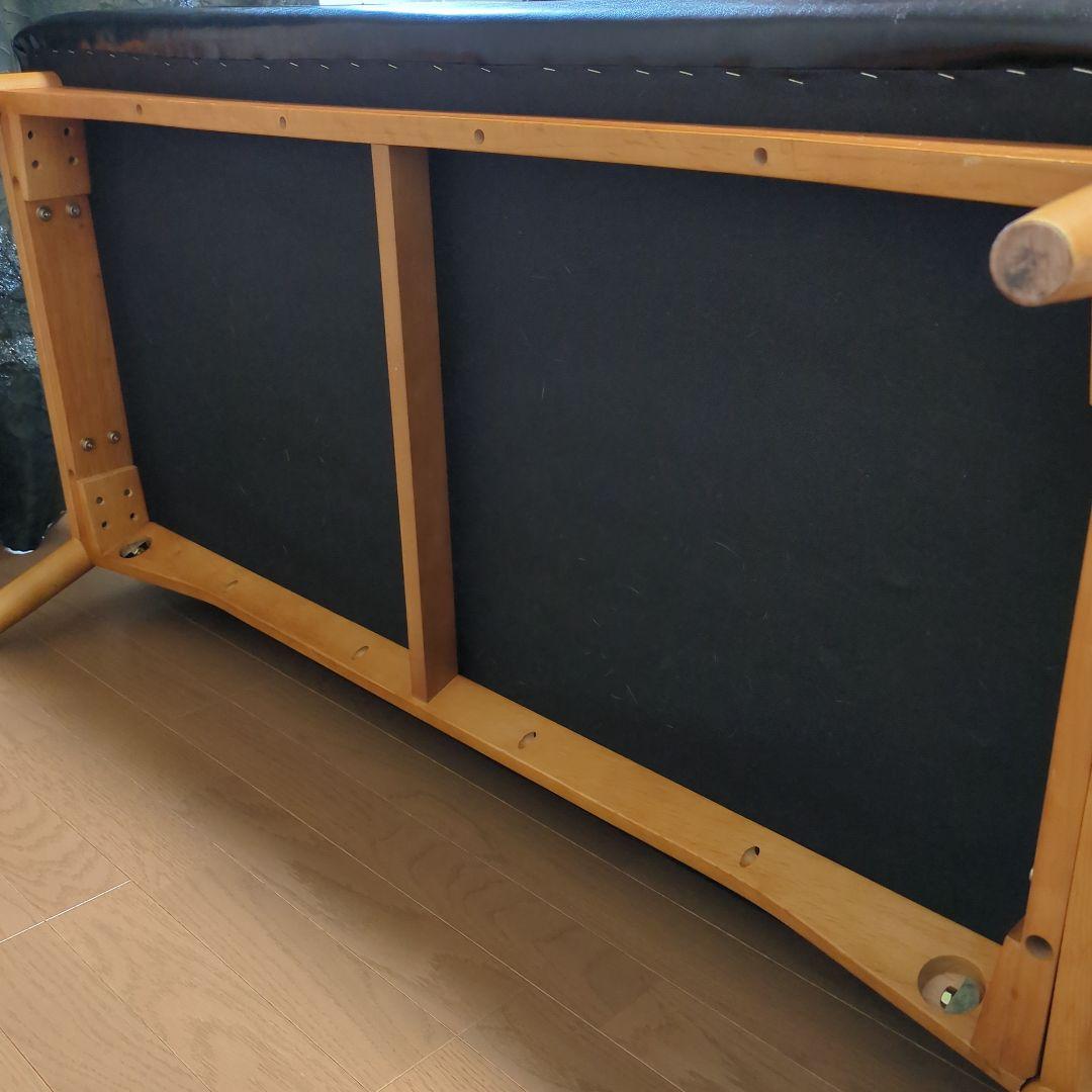 unico ワイス黒 合成皮革 2人掛けソファ　ブラック