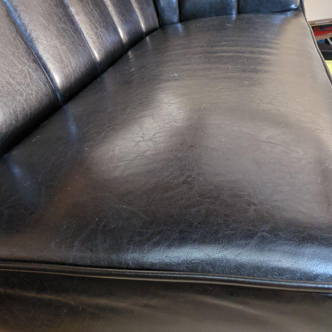 unico ワイス黒 合成皮革 2人掛けソファ　ブラック