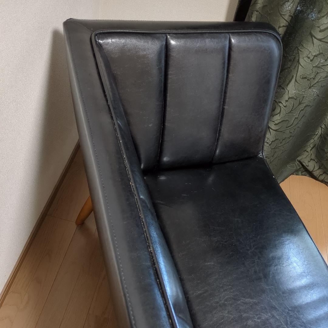unico ワイス黒 合成皮革 2人掛けソファ　ブラック