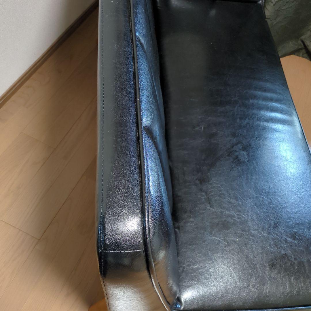 unico ワイス黒 合成皮革 2人掛けソファ　ブラック