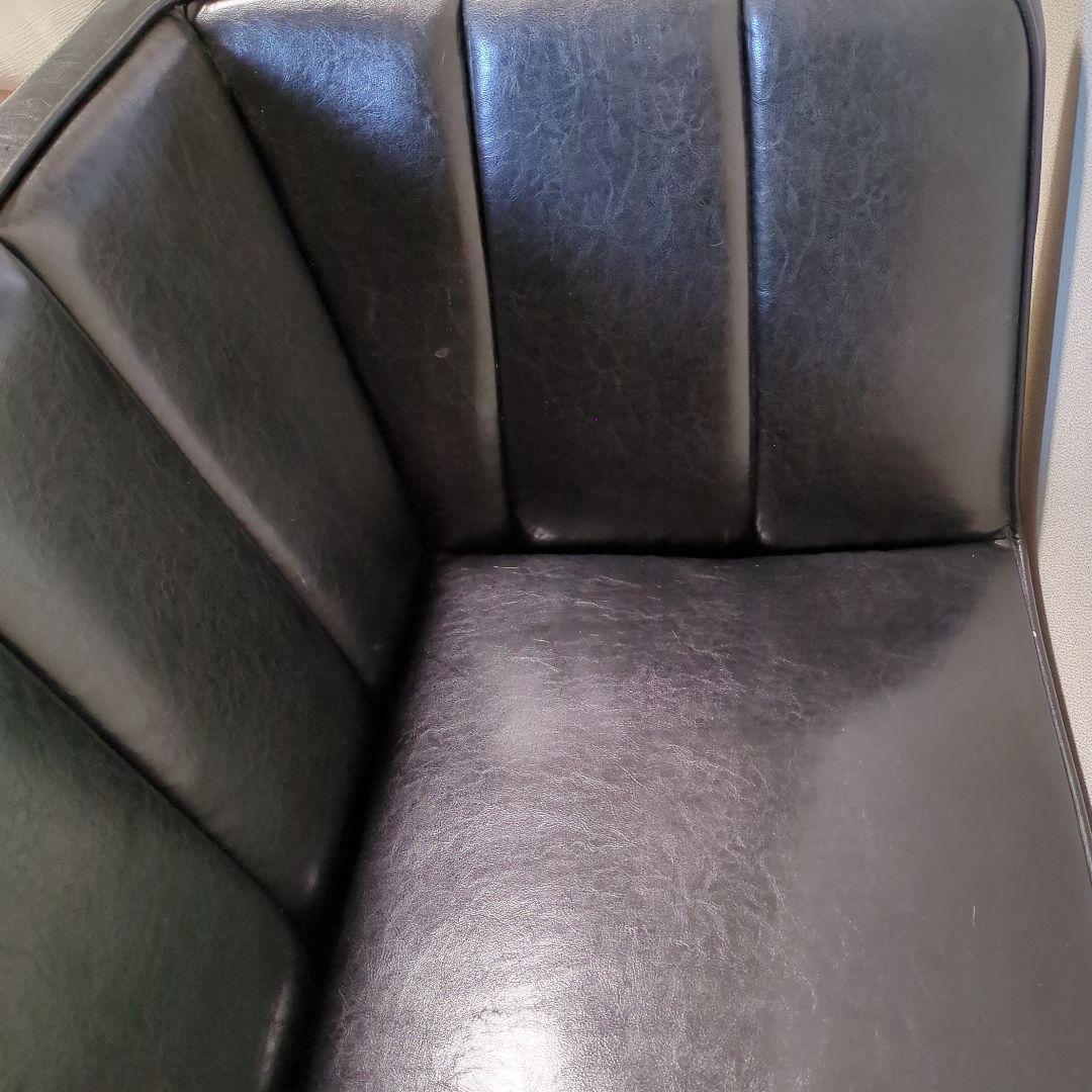 unico ワイス黒 合成皮革 2人掛けソファ　ブラック