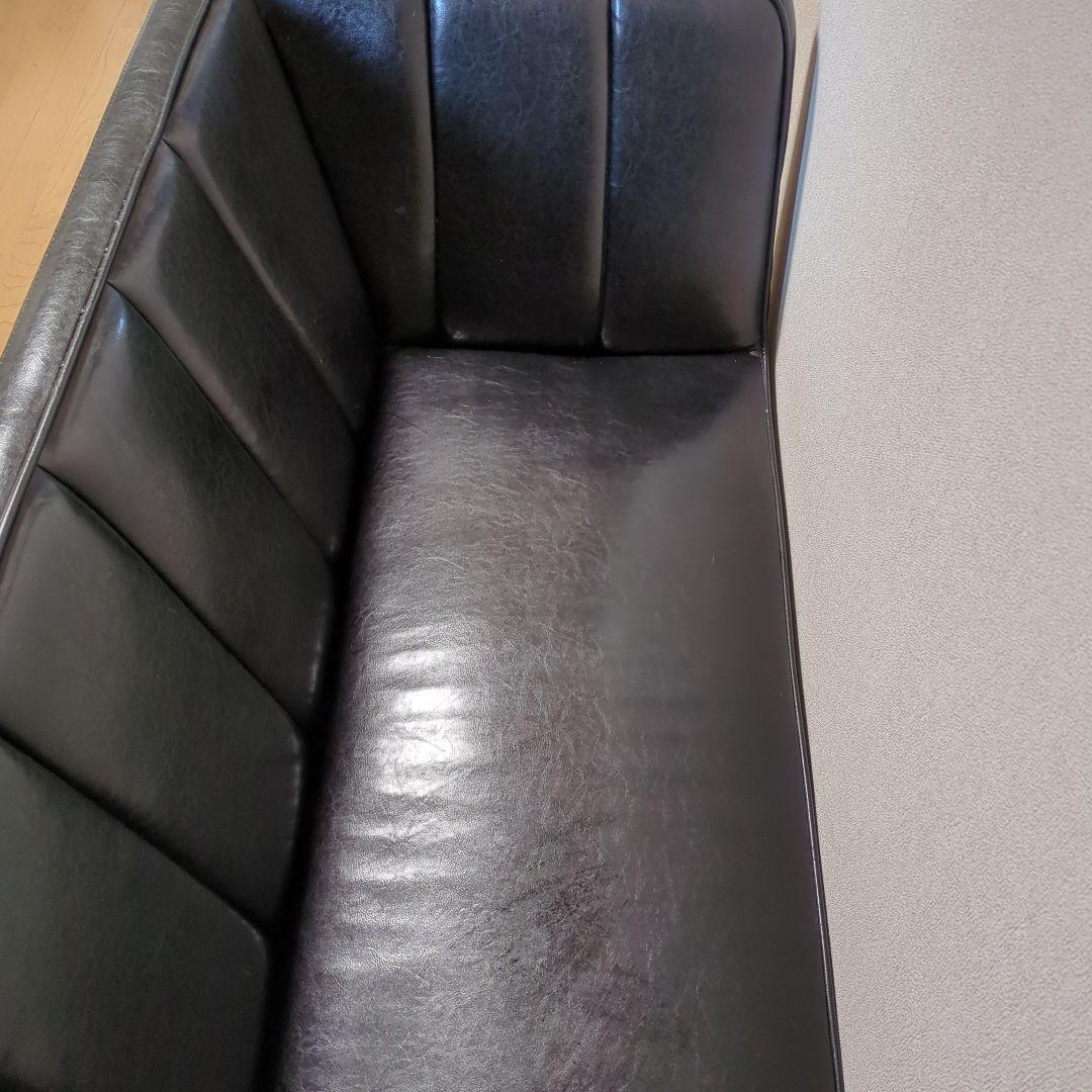 unico ワイス黒 合成皮革 2人掛けソファ　ブラック