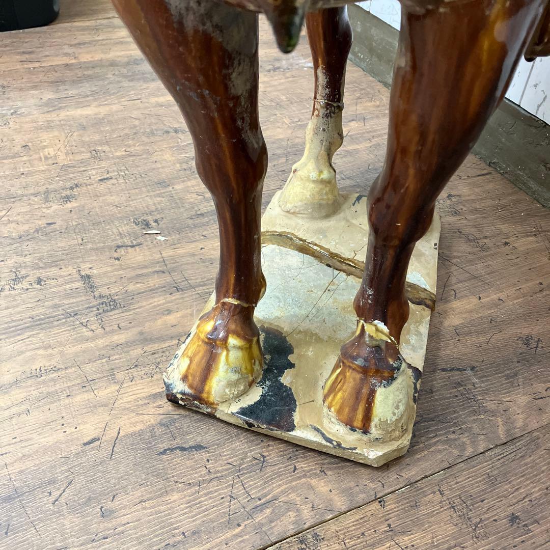 B-壁 中国美術 唐三彩 三彩馬 陶器製 馬置物 馬俑 ホースフィギュア 乗馬