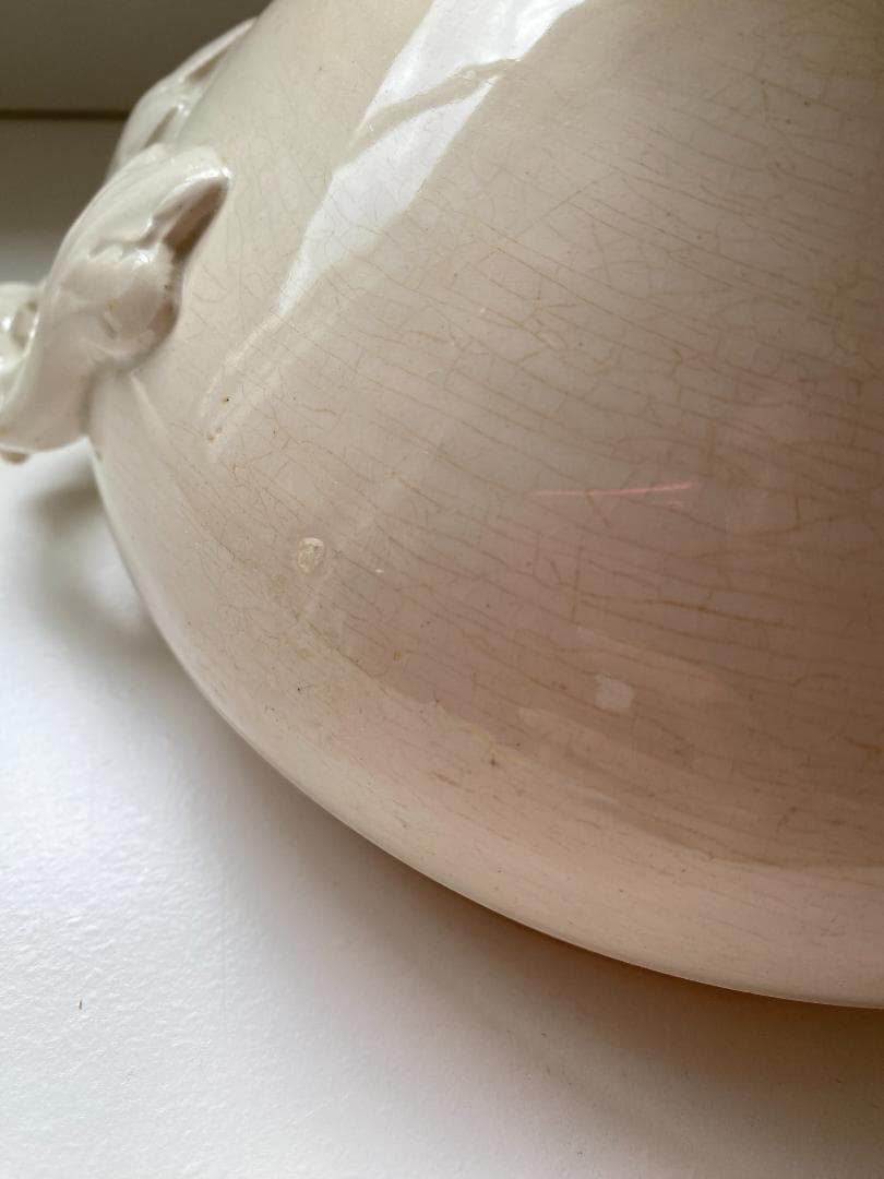 フランス アンティーク リュネビル 白釉 小ぶりのスーピエール