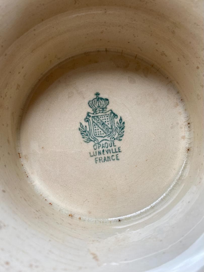 フランス アンティーク リュネビル 白釉 小ぶりのスーピエール