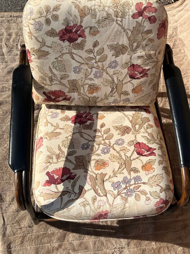 【アンティーク】② 籐 ラタン 座椅子 アームチェア クッションチェア 古民家