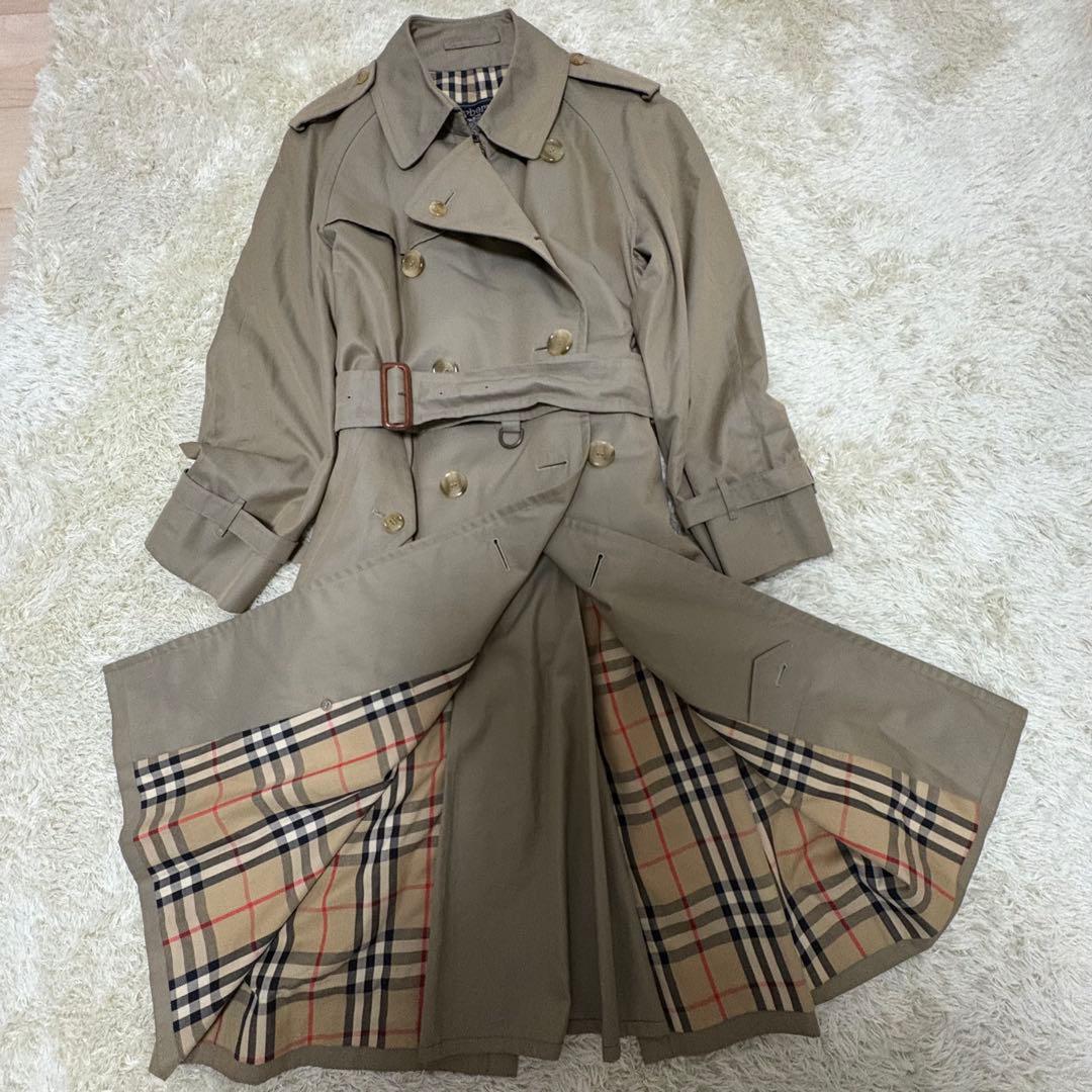 【大人気】バーバリー トレンチコート ノバチェック 玉虫色 カーキ マキシ丈