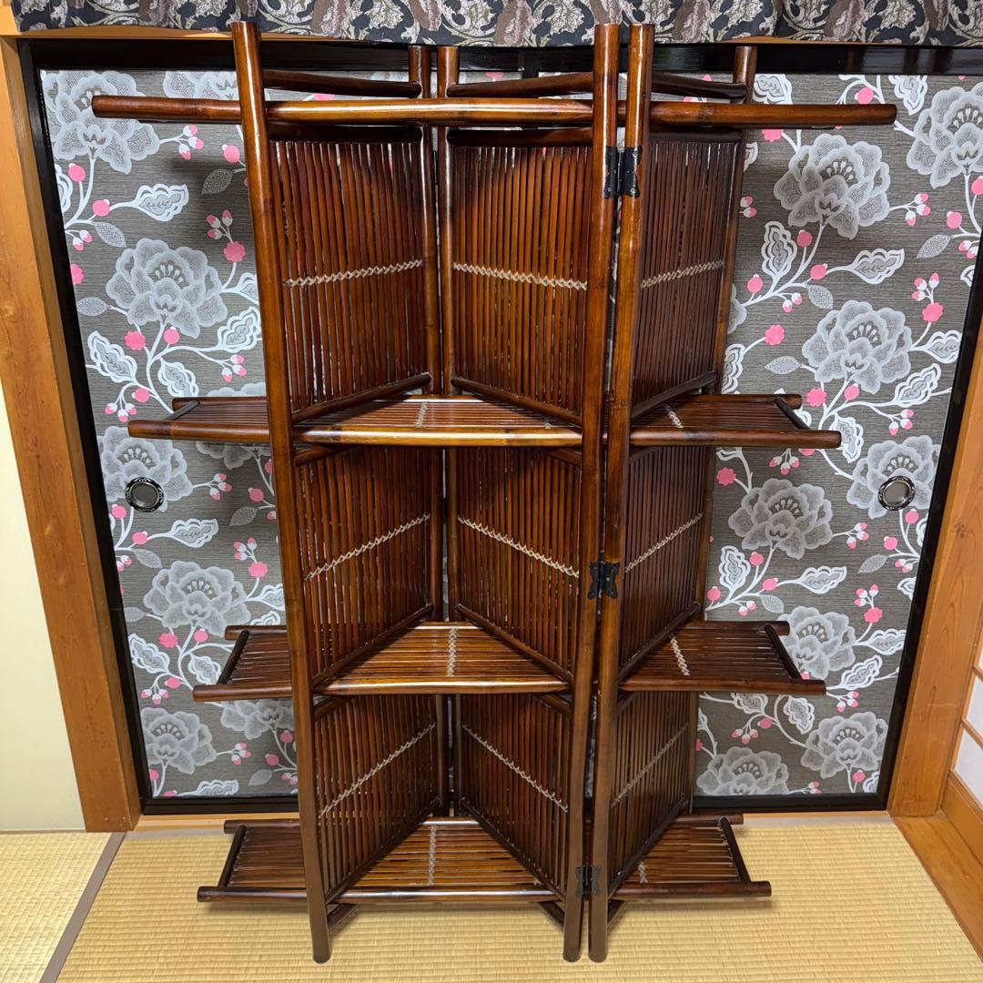 sana⚠︎プロフご一読ください様竹 飾り棚 衝立 昭和レトロ 什器 インテリア