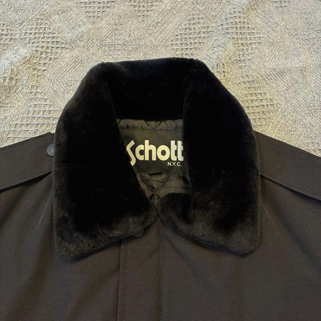 【美品】Schott ショット フライトジャケット ma-1 襟ボア 黒