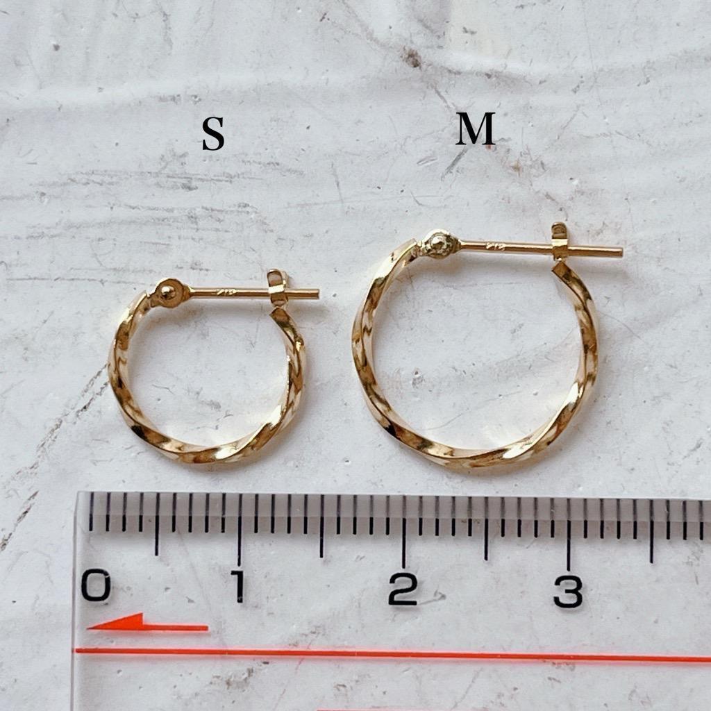 18k フープピアス フープ ピアス ゴールド 18金 k18 ツイスト 刻印