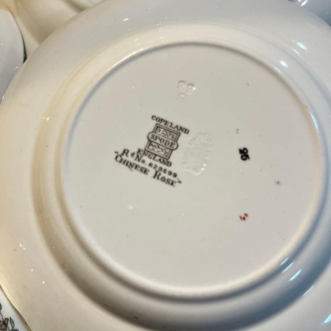 spode チャイニーズローズ　トリオ4点、ミルクジャグ、シュガーボウル、大皿