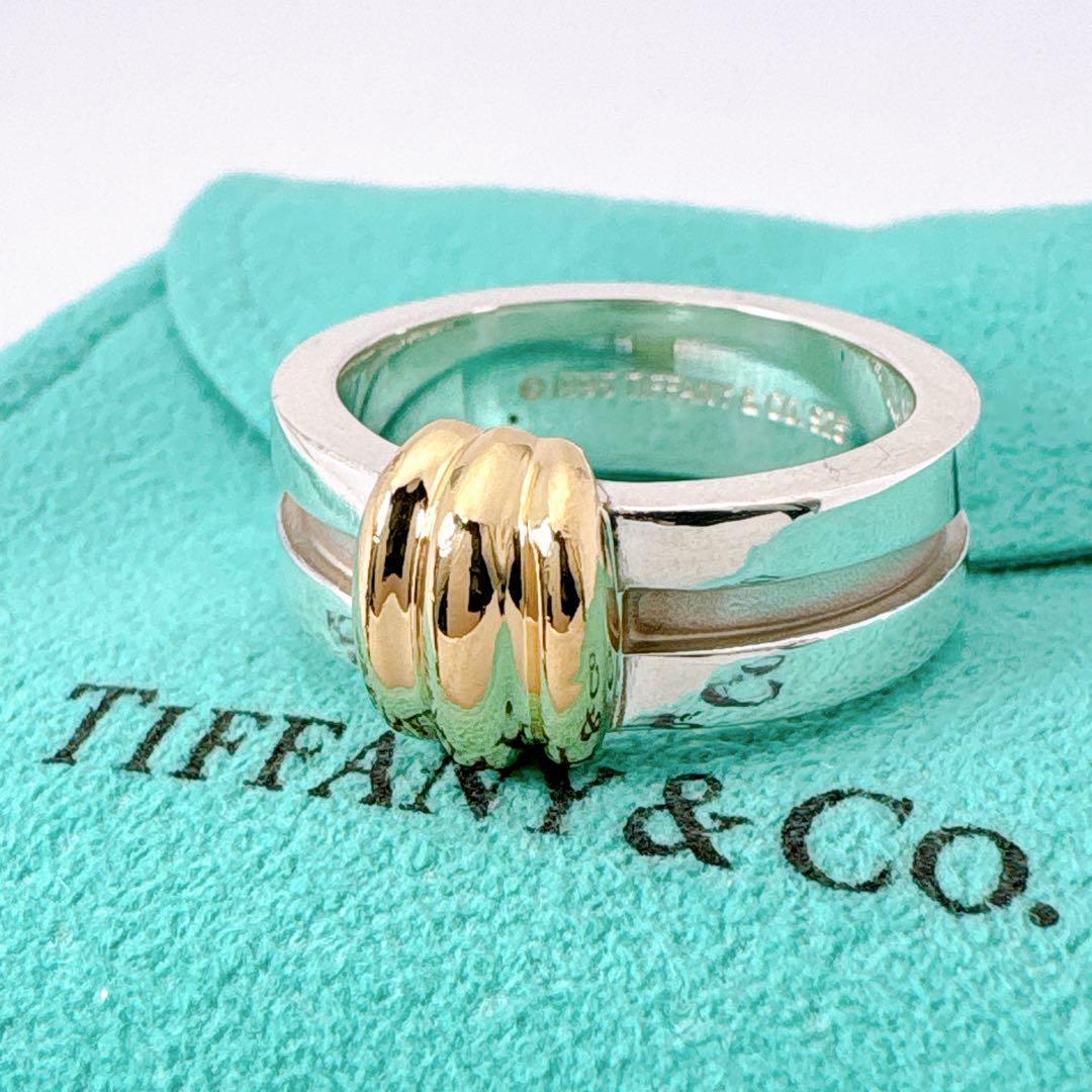 極美品 オールドティファニー グルーヴ ウィズ 16.5号 シルバー k18