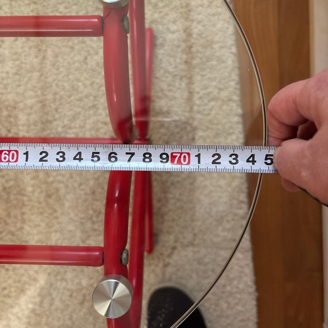 ガラステーブル　レトロ　赤いハート　型脚