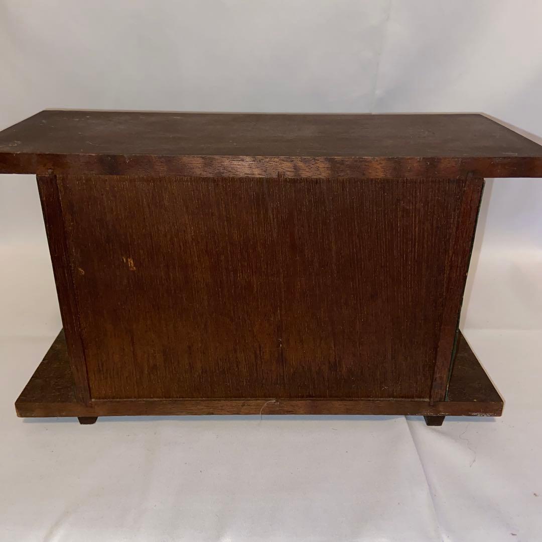 アンティークウッドラックセット デカンタとグラス付き