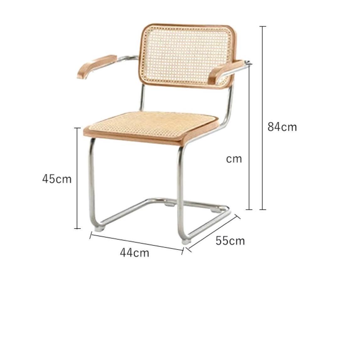ラタンチェア ダイニングチェア アーム付き 肘掛け　ブラウン