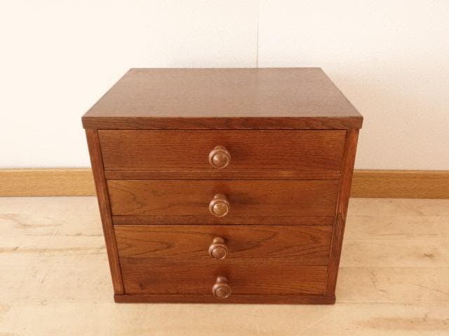 北海道手作り家具　ナラ（楢）材　 Ａ４小引出４Ｆ　勇峰工芸（新）