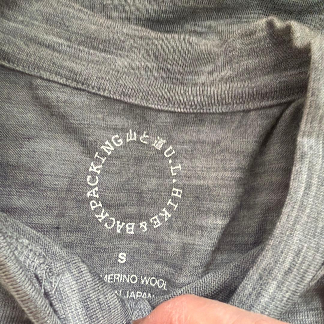 山と道　Merino Henry Neck T-Shirt S グレー杢