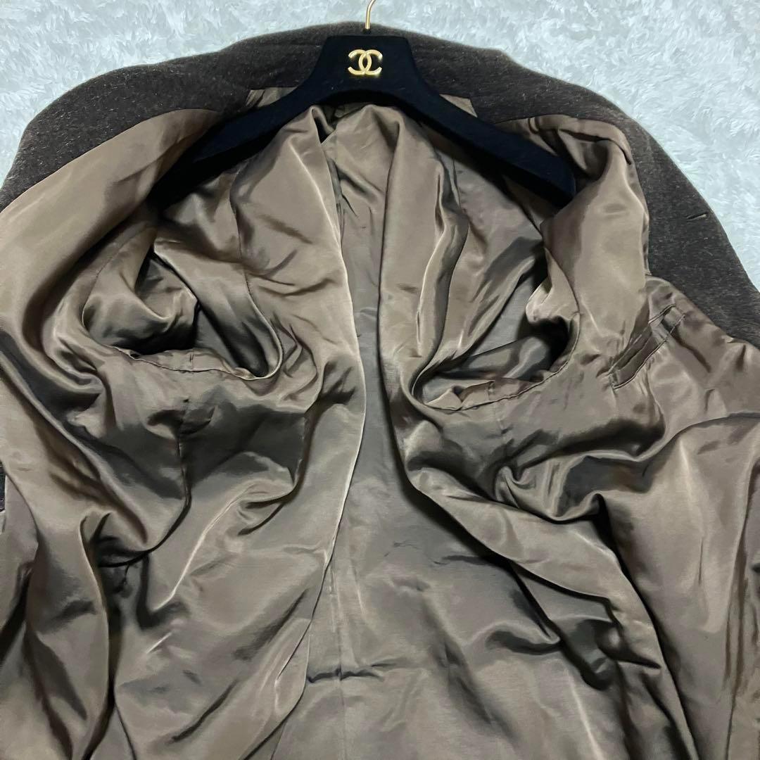 ポールスミス　ステンカラーコート　肉厚ウール　ロング丈　ベルト付き　ブラウン　M