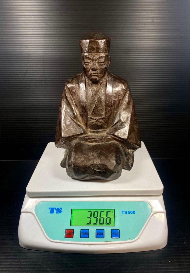 鋳銅 三枝惣太郎 千利休像 茶道 煎茶 22cm 3.9Kg