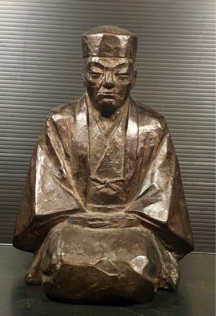 鋳銅 三枝惣太郎 千利休像 茶道 煎茶 22cm 3.9Kg